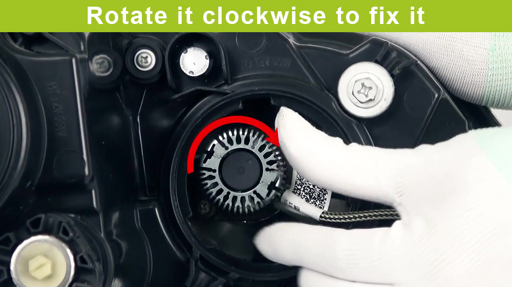 How to install H11 LED headlight bulb Rotate it clockwise to fix it