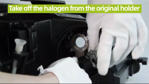 Take off the halogen from the original holder