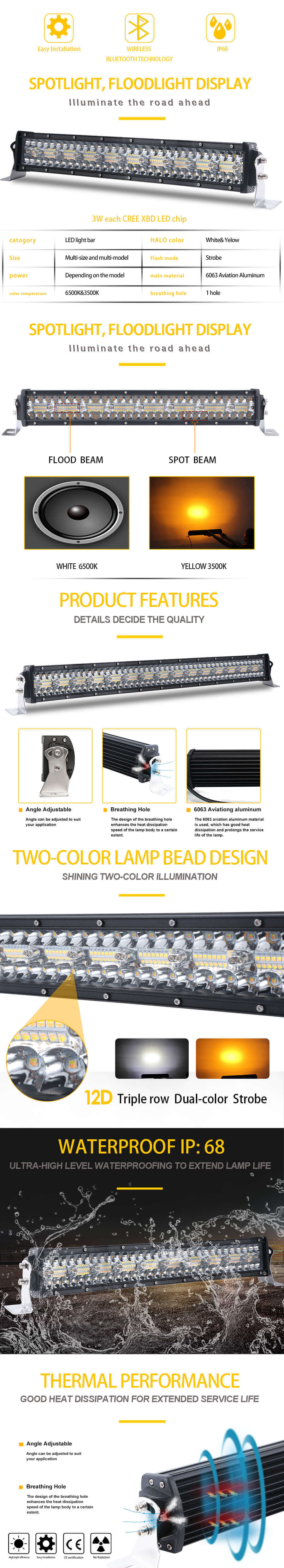 Off Road Led Dual Color Flash Light Bar for Trucks 9631-T-RQ advantages
