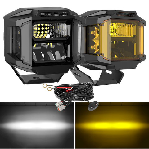 Off Road 4X4 40W Cube LED Spot Lights with 3 Inch Amber and Side Shooter F996DZ-3