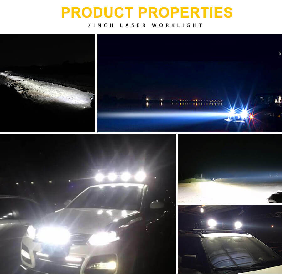 7 inch Laser Round Work Combo Light for Off Road SUV ATV JG-LJ001 application