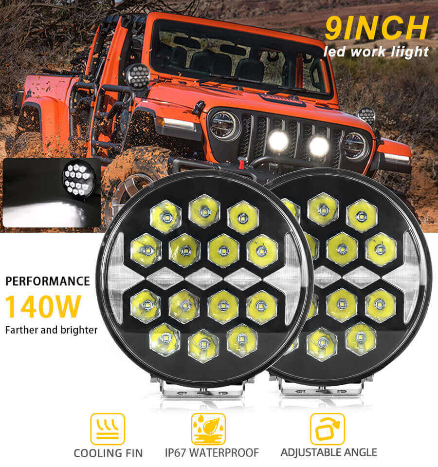 Jeep Truck 9 Inch Driving Lights with DRL JG-901D application (2)