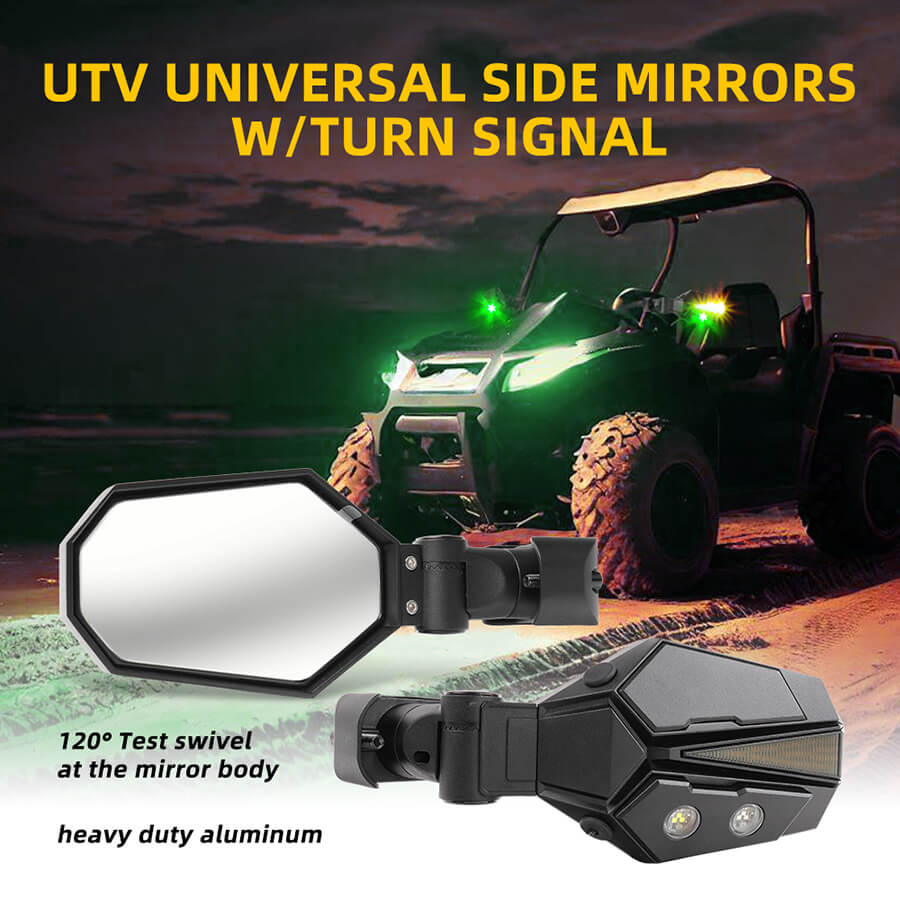 ATVUTV Aluminum Side Mirror with Lights JZD-01-GWY details