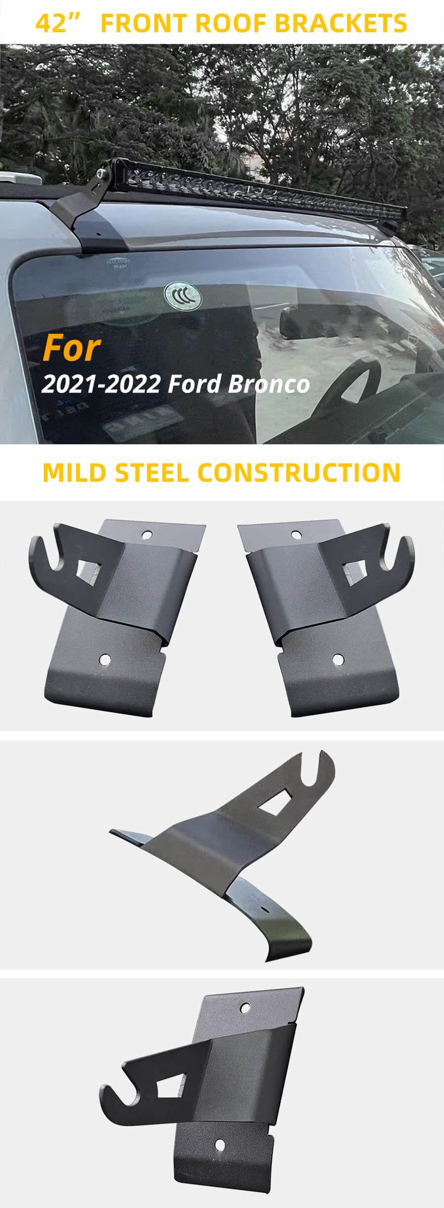 2021-2022 Ford Bronco 42 Front Roof Bracket for Led Light Bar advantages