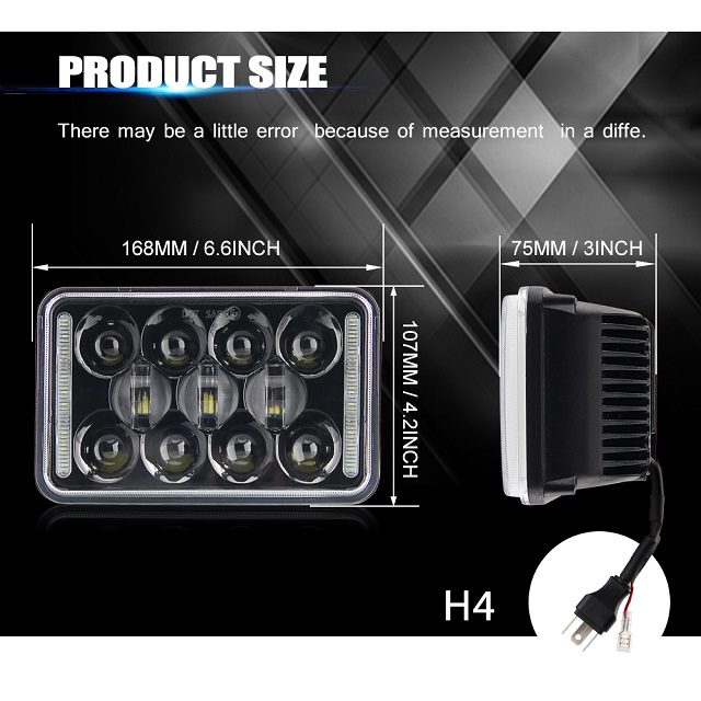 4x6 Angel Eyes Automotive Rectangle Led Headlight 1002WM 