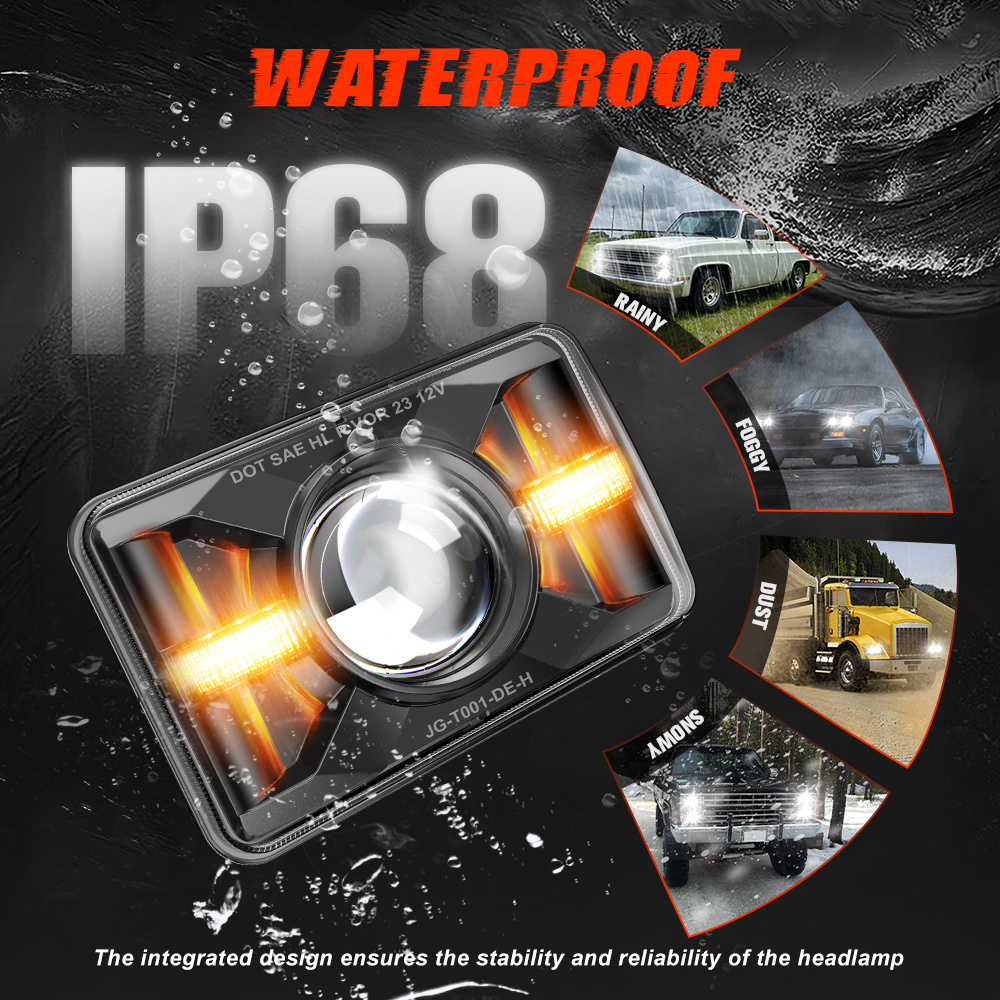 waterproof ip68 Square LED Headlights 7