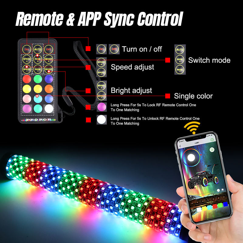 lighted whip antenna app remote control