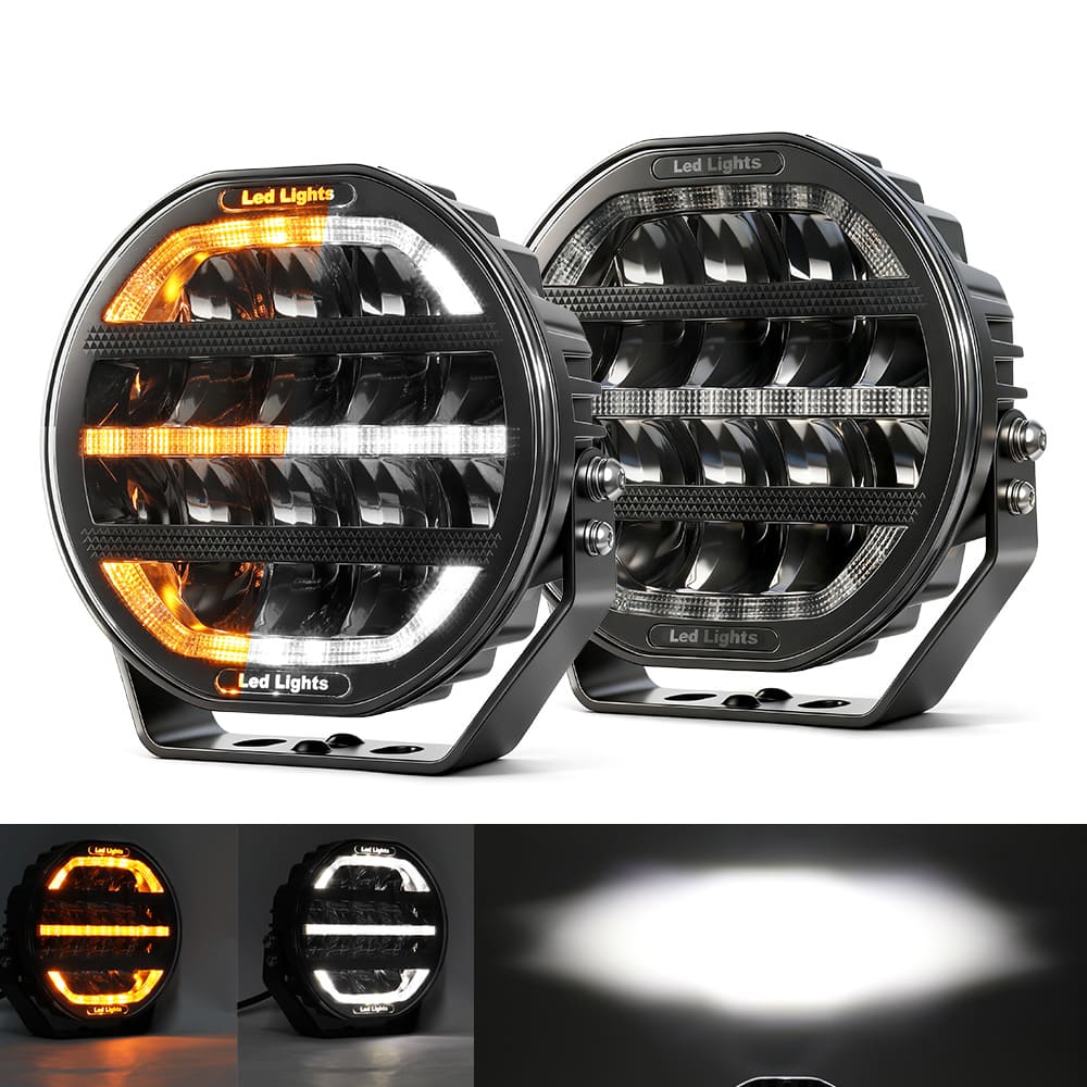 7 Inch Driving Light with White & Amber Dynamic Position Light-901V-CG-16