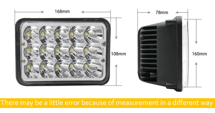 5x7 Led Headlight with Colors Angle Eyes JG-1002N size