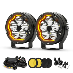 60W Round Motorbike LED Spotlights with Amber DRL-MC-5