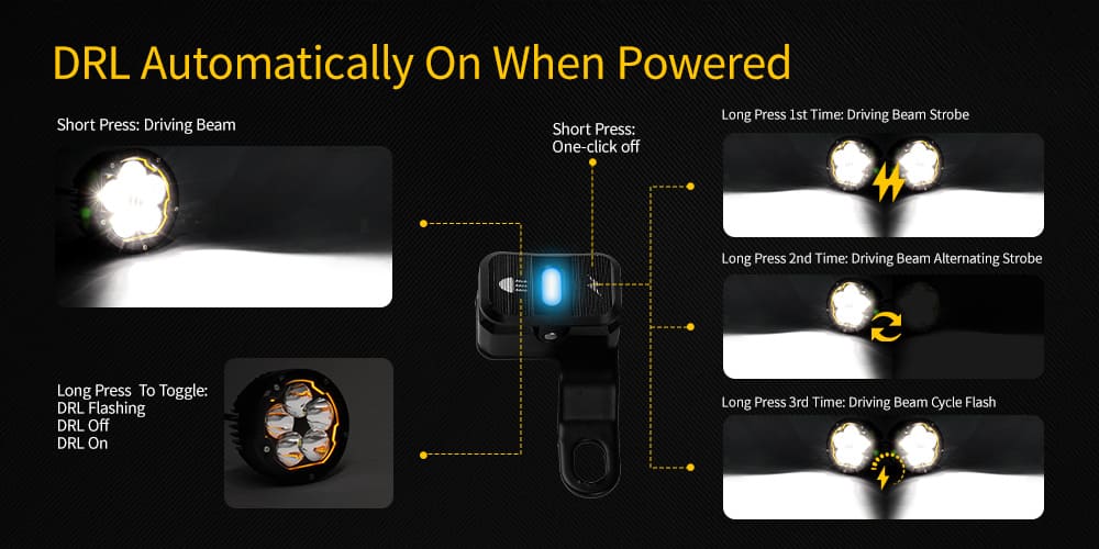 motorcycle auxiliary light with amber DRL