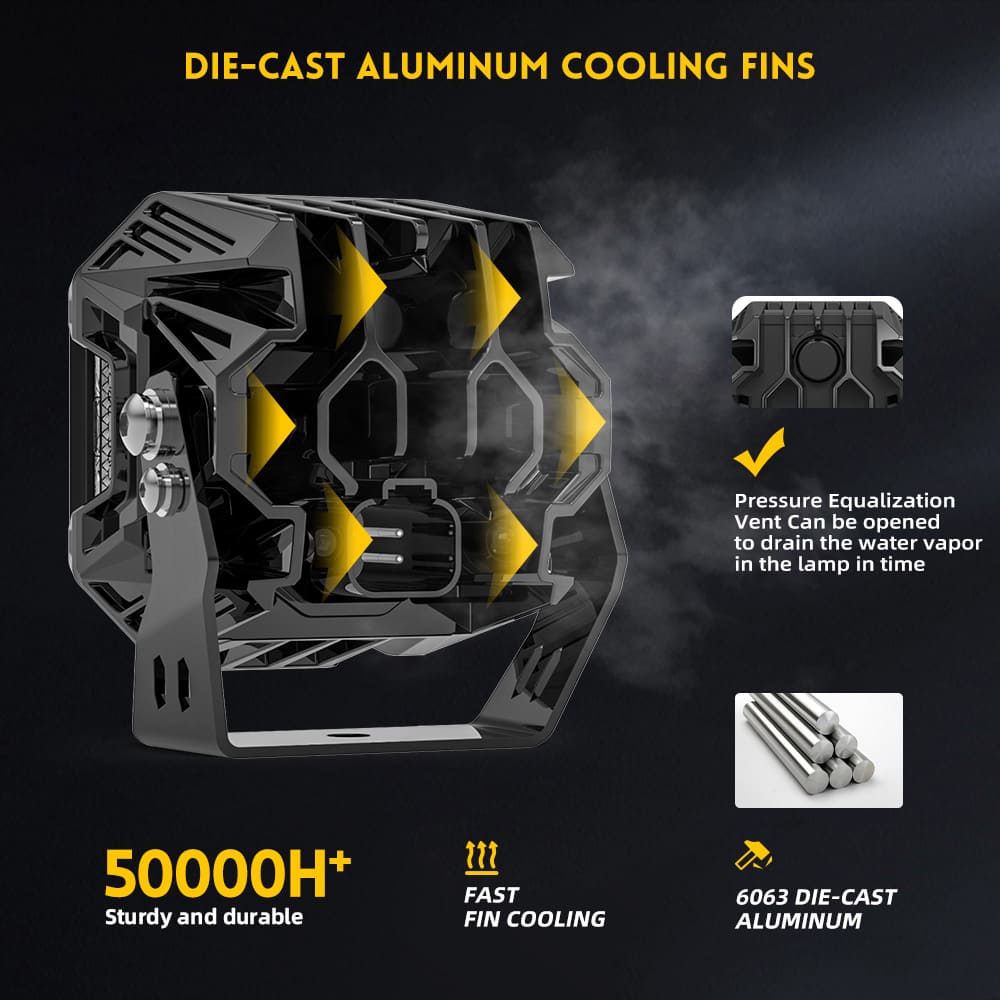 60W Cube LED Pod Side Shooter Amber Backlight for jeep F993-3 