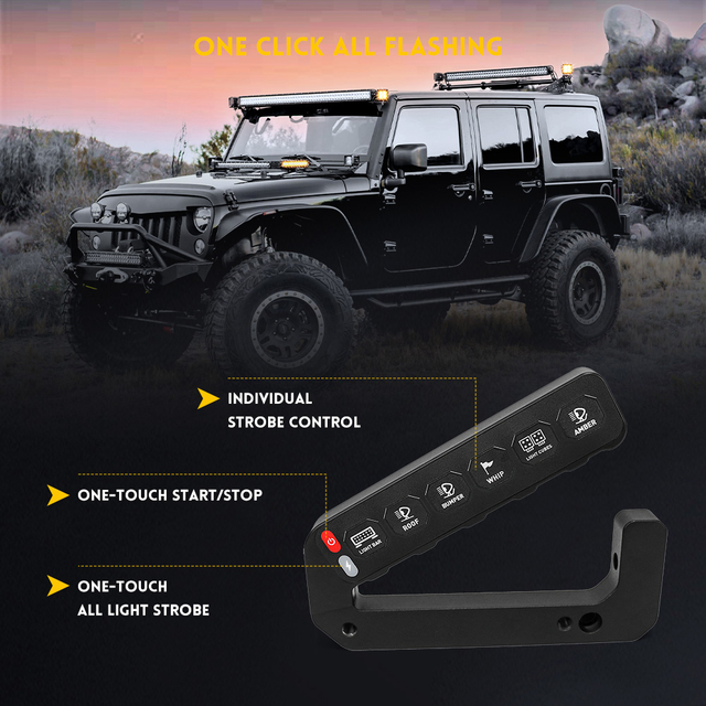 Wireless 6 Gang Switch Panel for Wrangler JK Wholesaler-KZ-CP-6-JK
