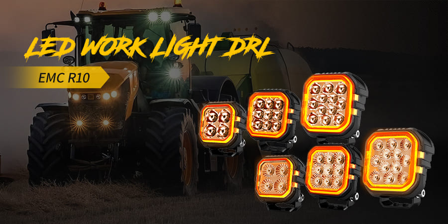 Square Tractor Work Lights with 3D DRL
