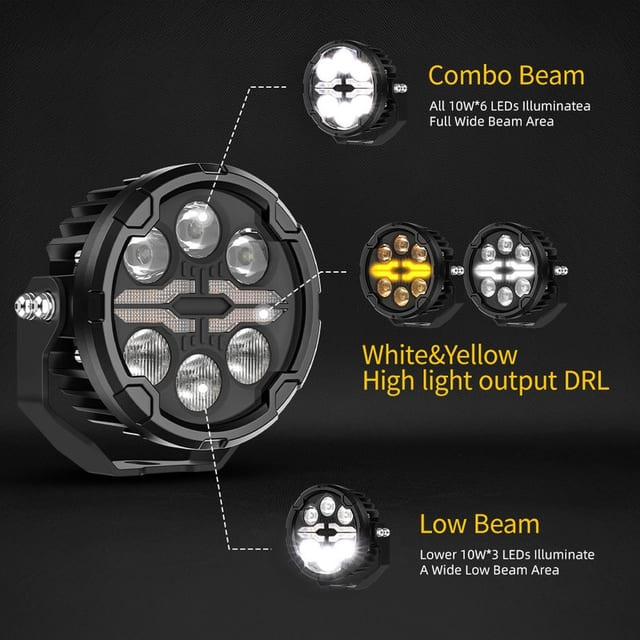 4.5 Inch Motorcycle LED Spotlights with X-Shaped DRL