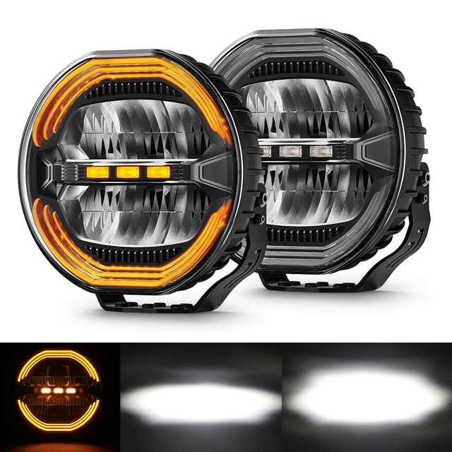 9 Inch Anti Glare Round Driving Light with White & Amber DRL-D091-6