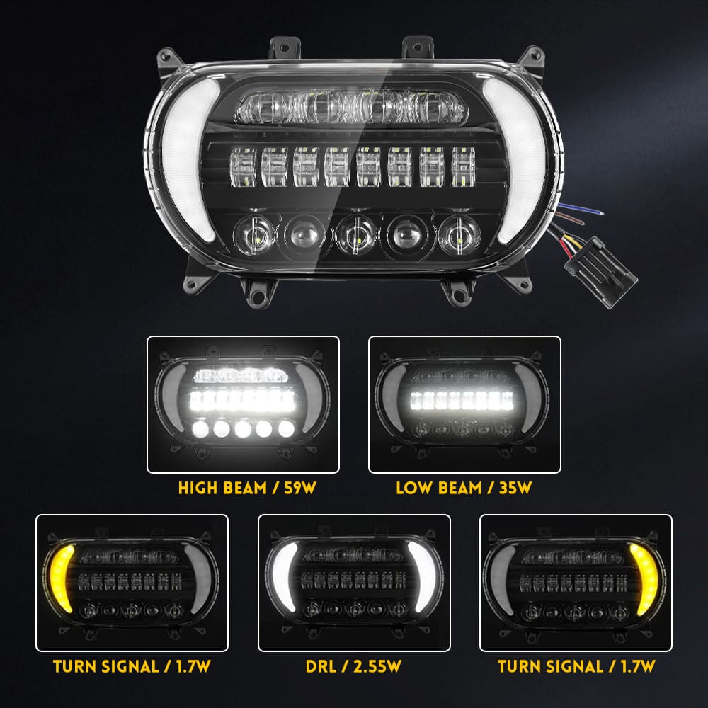 Motorcycle LED Headlight High Low Beam for Road Glide FLTRX 2015 - 2022-WSL-1001