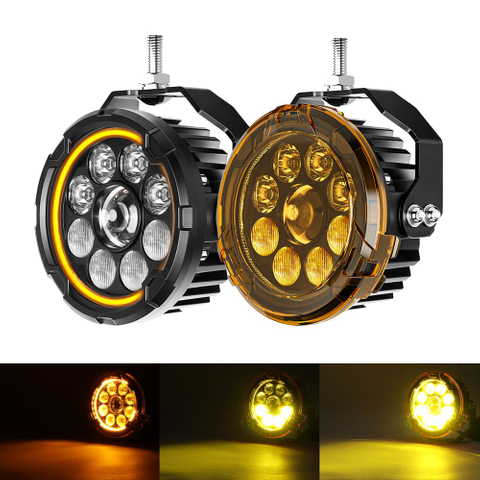 Upgraded 4.5 Inch TIR Lens High Low Beam Motorcycle Spotlight with Amber DRL –D040-9-C