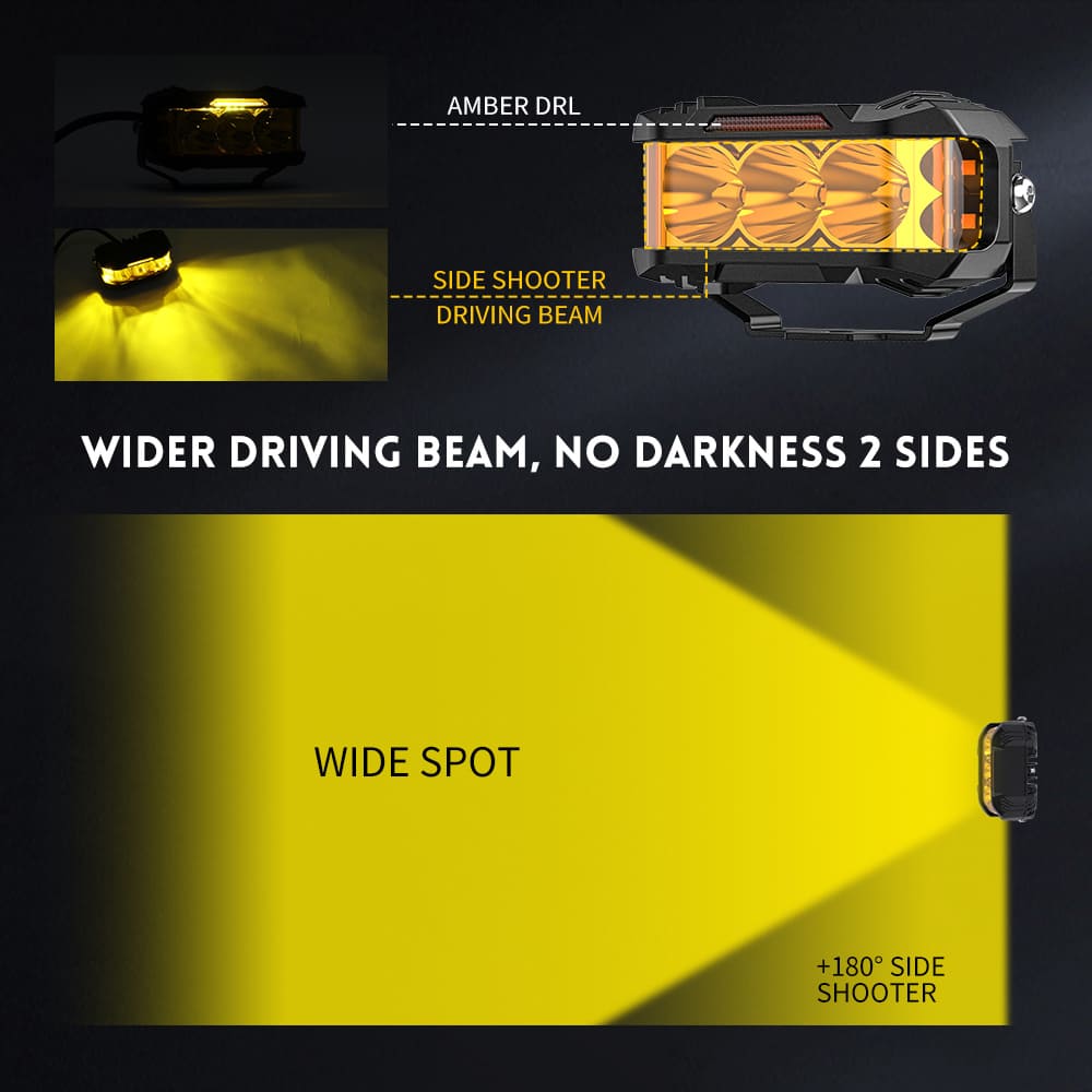 4 Inch 70W Side Shooter Lights with Amber White DRL-925-PRO
