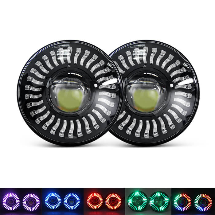 Daymaker 7 Inch Petal RGB Halo Angel Eyes Jeep Headlight JG-J008