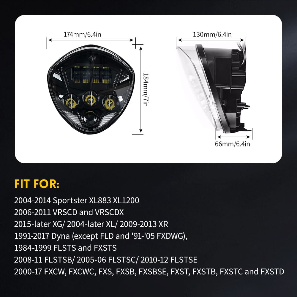 7" Motorcycle LED Headlight High Low Beam for Harley 10-12 FLSTSE-HL-1003