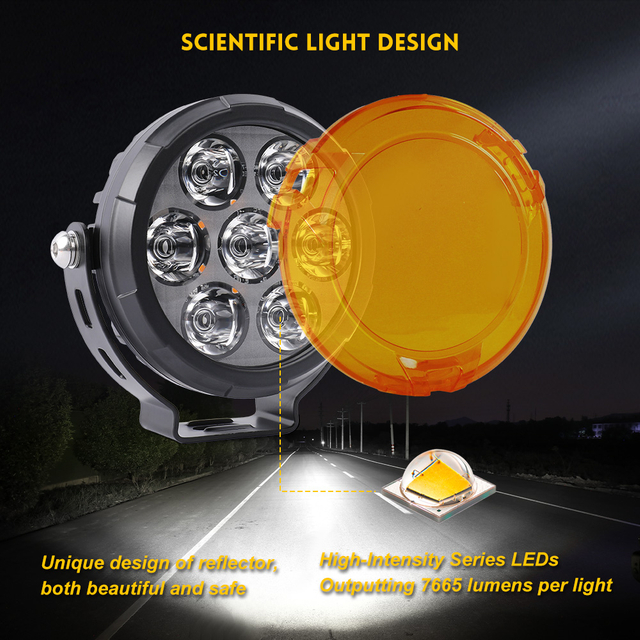 4.5 Inch Motorcycle Spotlight Amber Backlight With Complete Harness-D043-FW