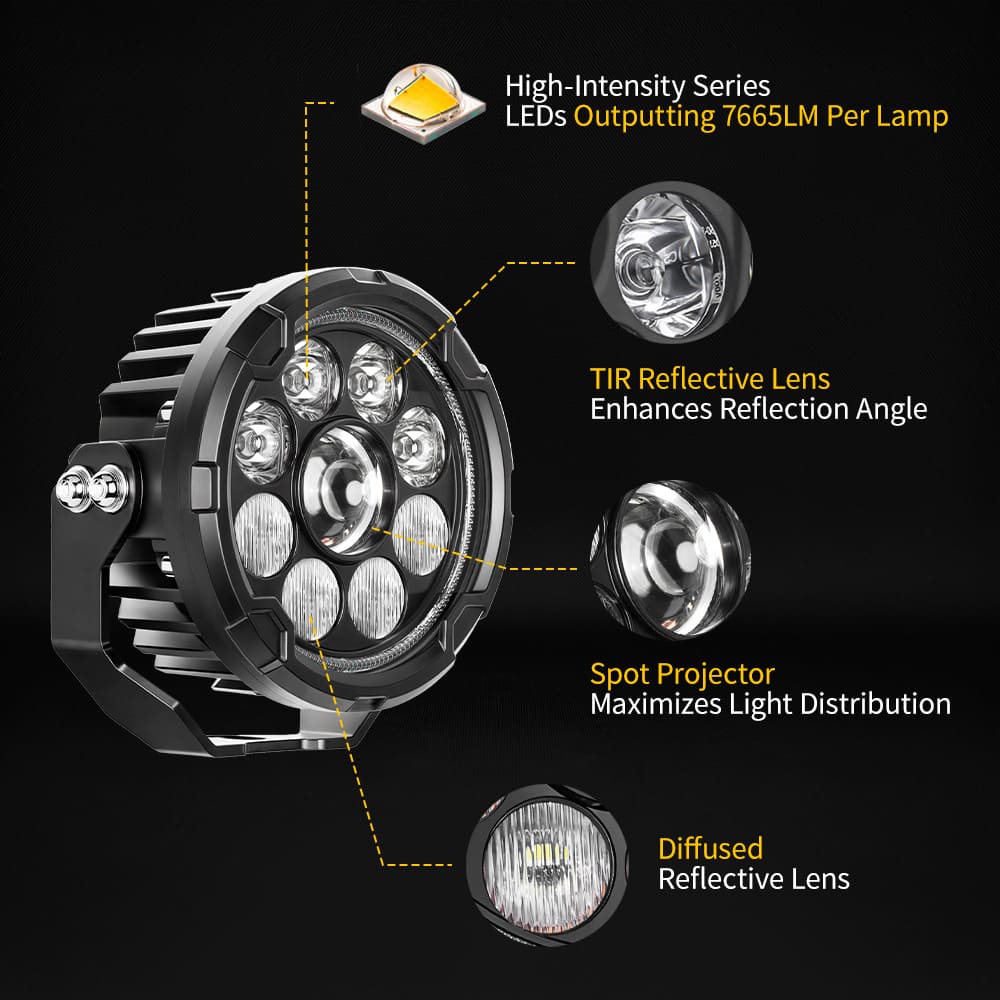 Upgraded Dual-Color DRL Motorcycle Light with 4-Level Control-D040-9-C-AWY