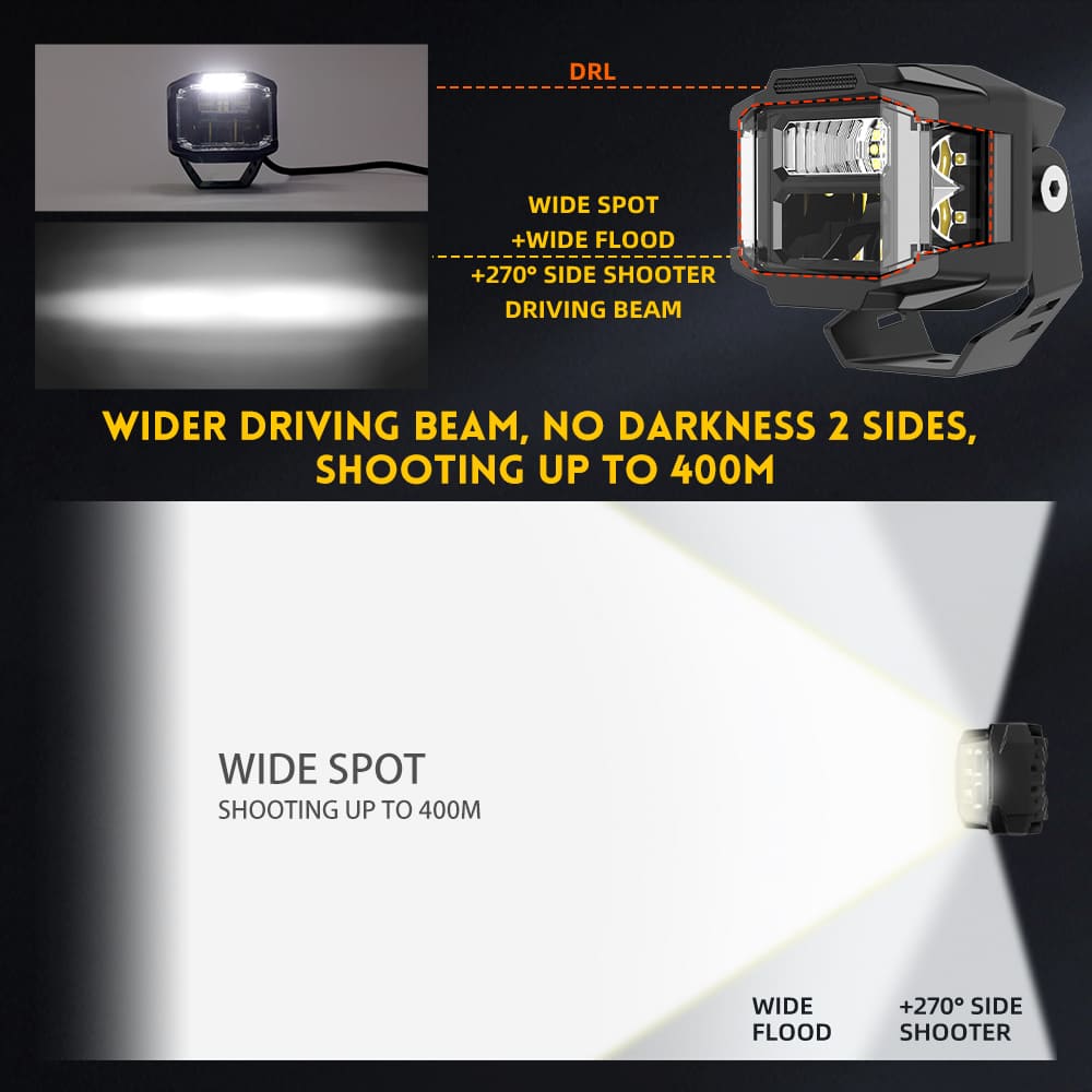  3 Inch Led Light Pods with Side Shooter for Trucks-F996DZ-3