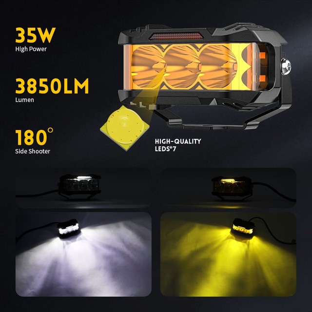 4 Inch 70W Side Shooter Lights with Amber White DRL-925-PRO