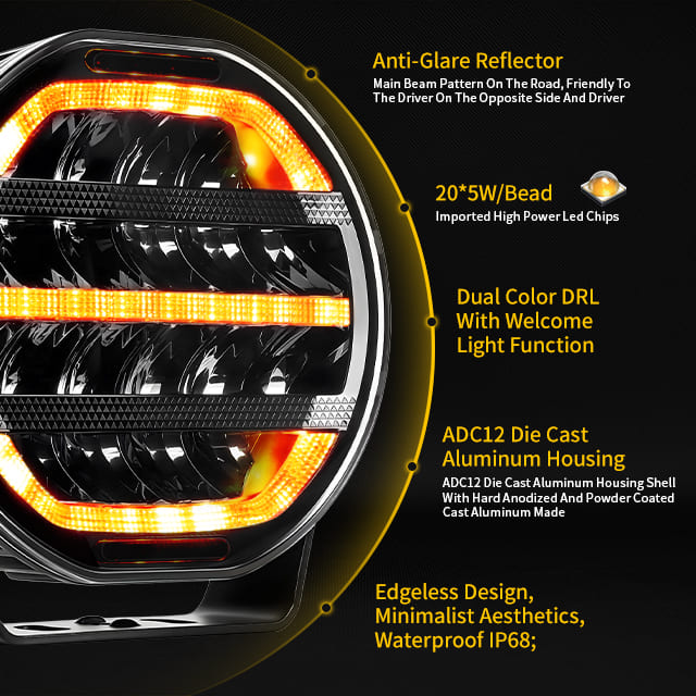 Vant EL 9 Inch Driving Light with Dynamic Position Light-901V-CG