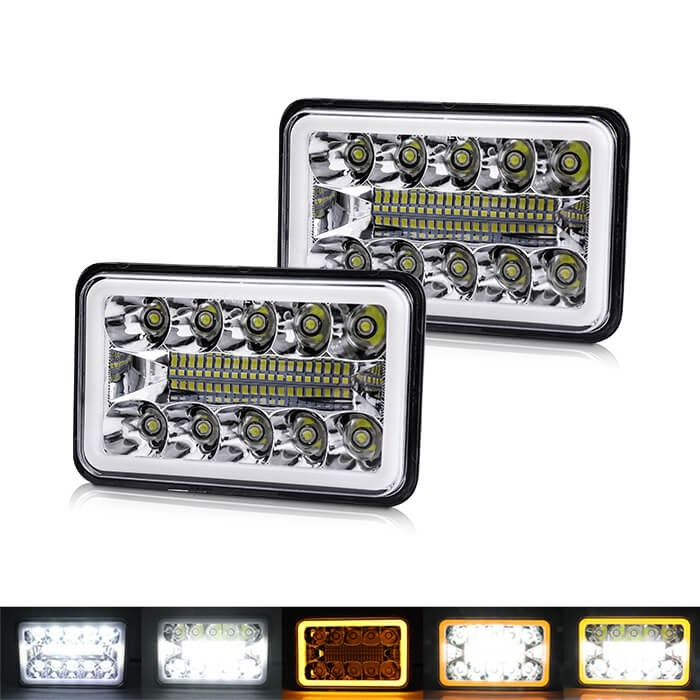 4x6 Muti-Colors Angel Eyes Square Led Headlight JG-1002-HP