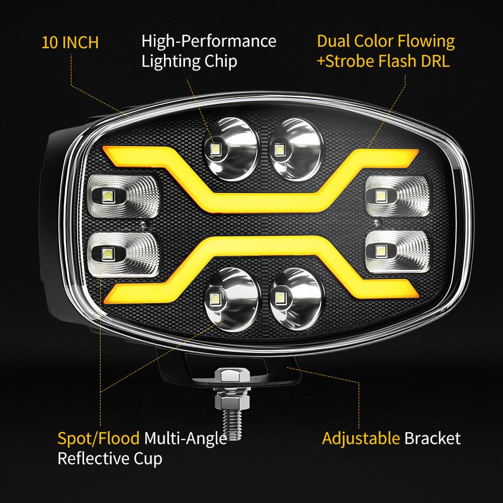 10 Inch 60W Dynamic Position Light LED Driving Light for Trucks-958-8FG-WY