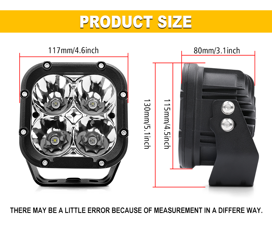 4.5 inch Squar Led Driving Lights JG-954Z size