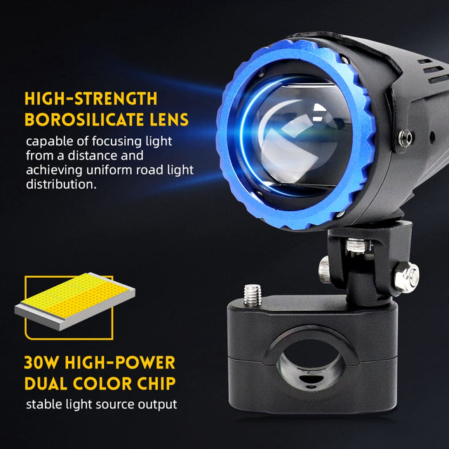 Dual-Color Motorcycle LED Auxiliary Light with Magnetic Frames
