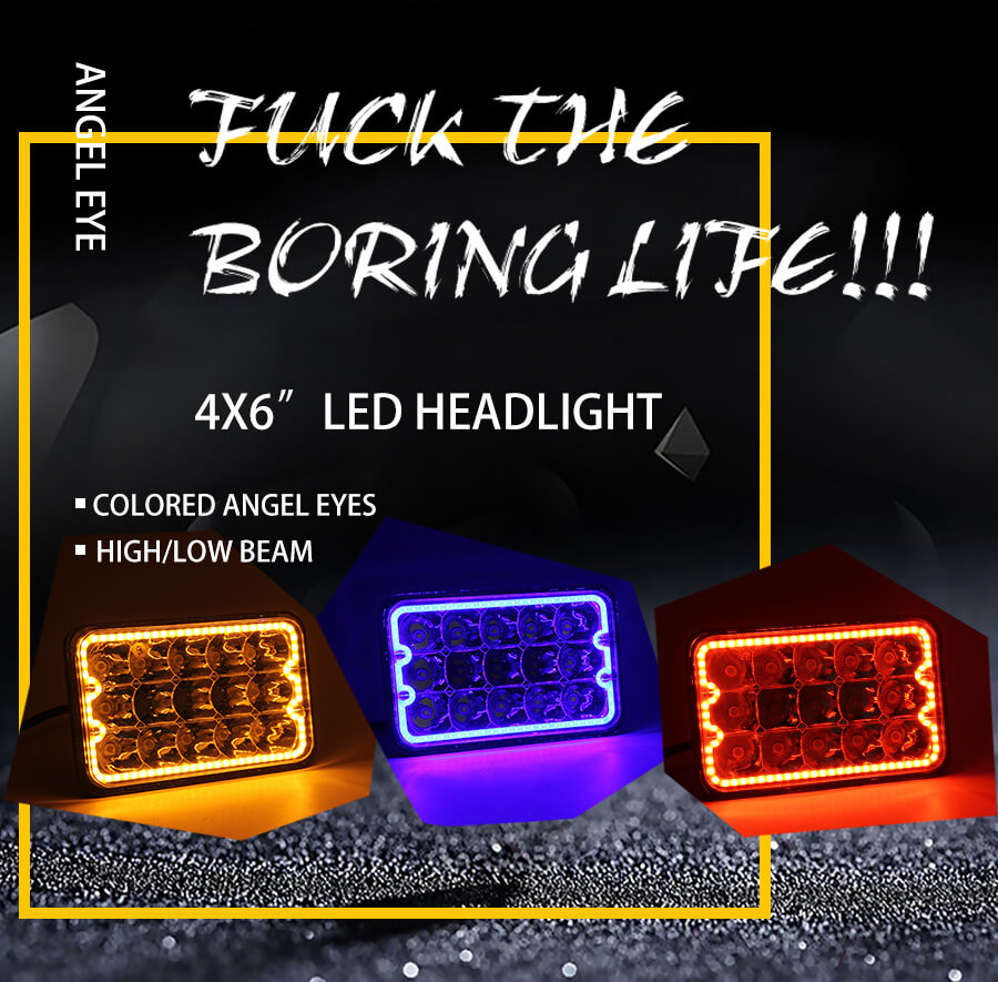 5x7 Led Headlight with Colors Angle Eyes JG-1002N details