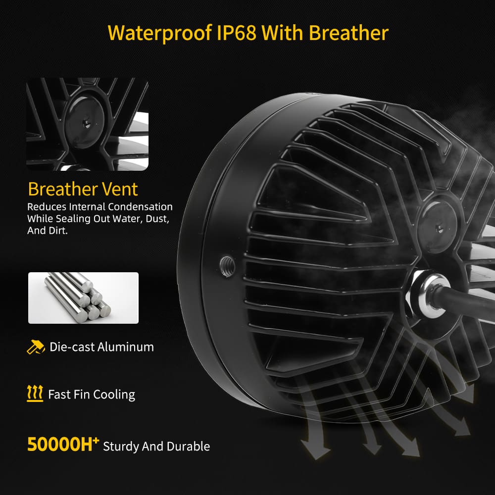 60W Round Motorbike LED Spotlights with Amber DRL-MC-5