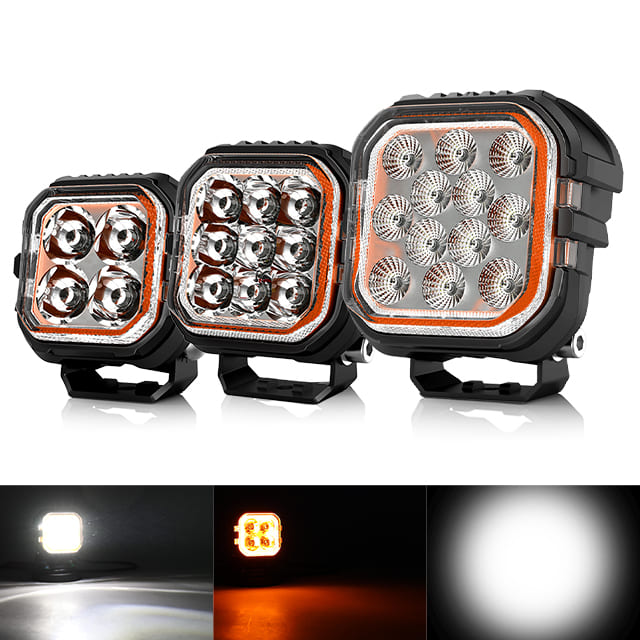 ECE R10 Certified Square Tractor Work Lights with 3D DRL