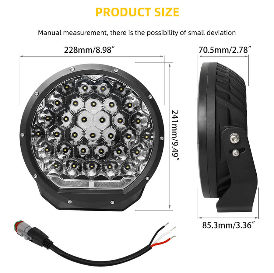 9 inch Round off Road Lights with DRL JG-D001 size