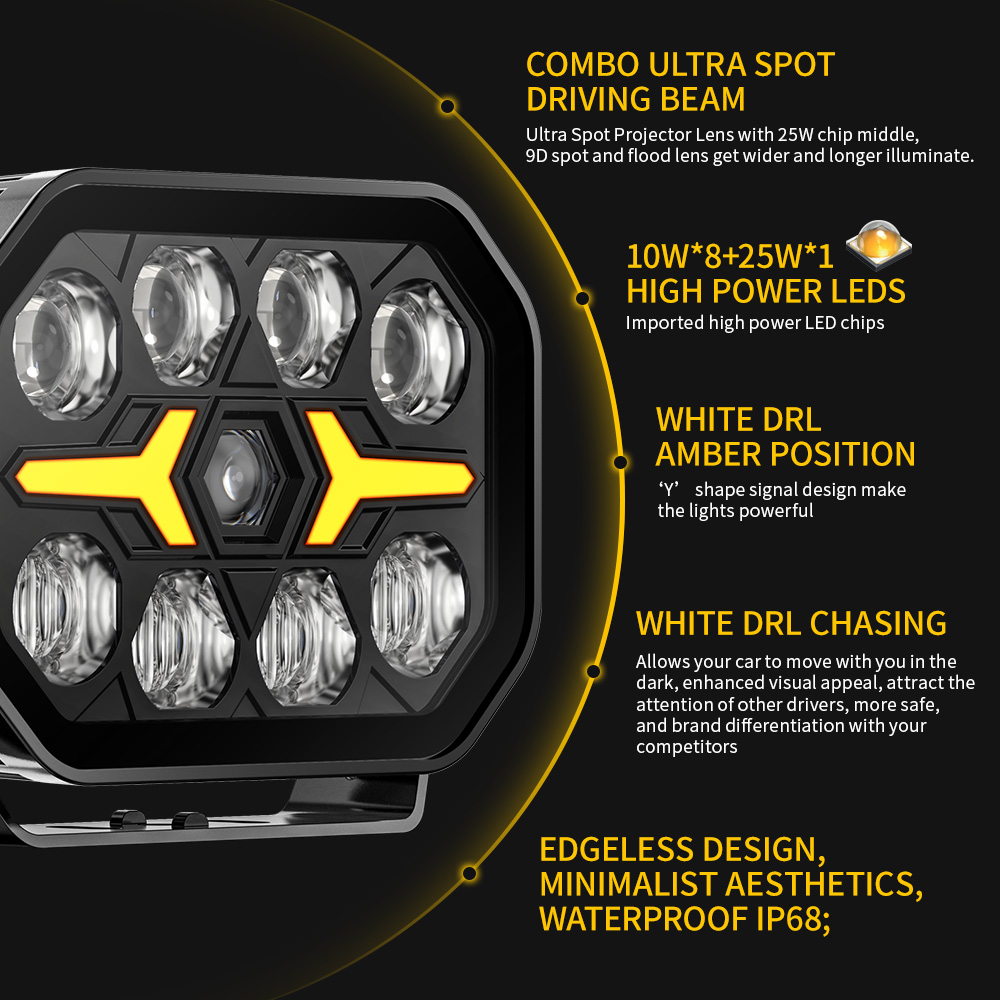 7inch Off Road Driving Lights with Dynamic White DRL-974-D