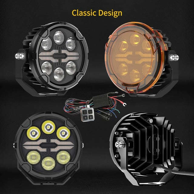 4.5 Inch Motorcycle LED Spotlights with X-Shaped DRL