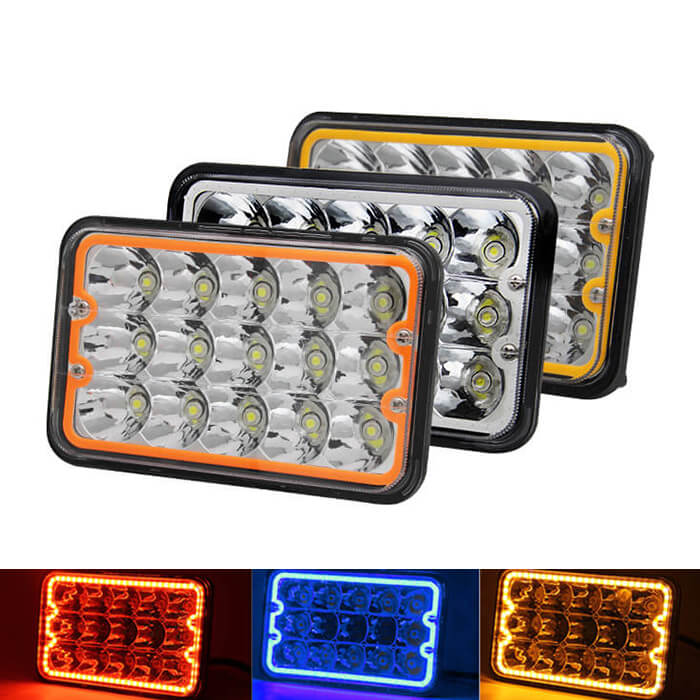 4x6 Led Headlight with Colors Angle Eyes JG-1002N