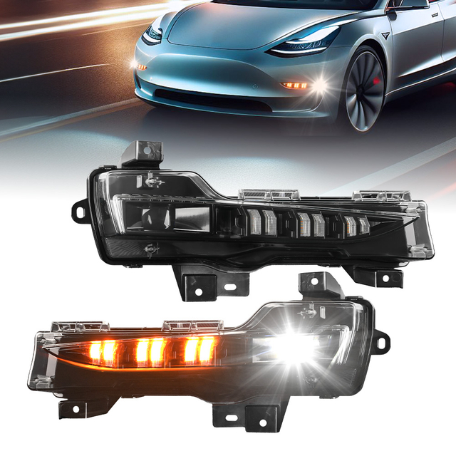 Tesla Model 3/Y Dual LED Fog Lights with DRL and Turn Signals-WD-Tesla