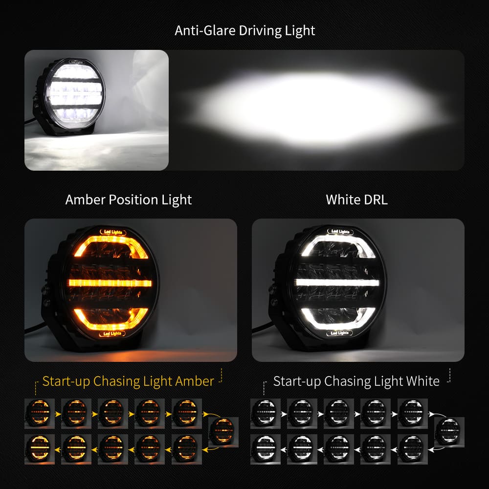 7 Inch Driving Light with White & Amber Dynamic Position Light-901V-CG-16