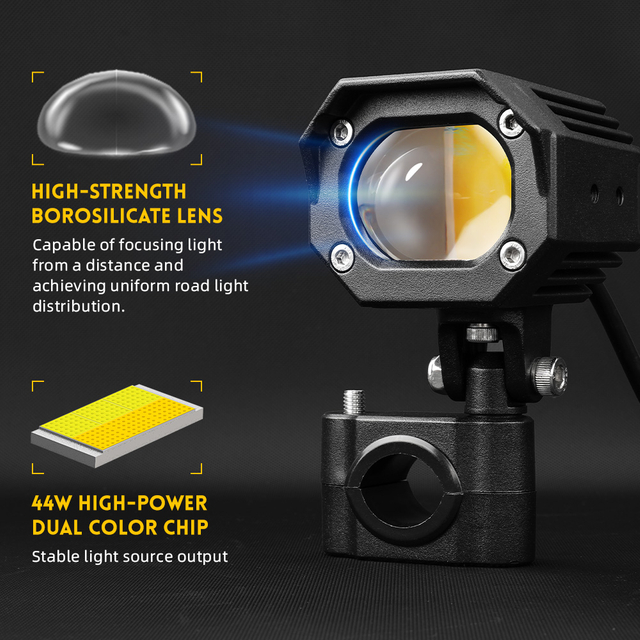 88W High Power Motorcycle LED Auxiliary Light with Warning Lights 