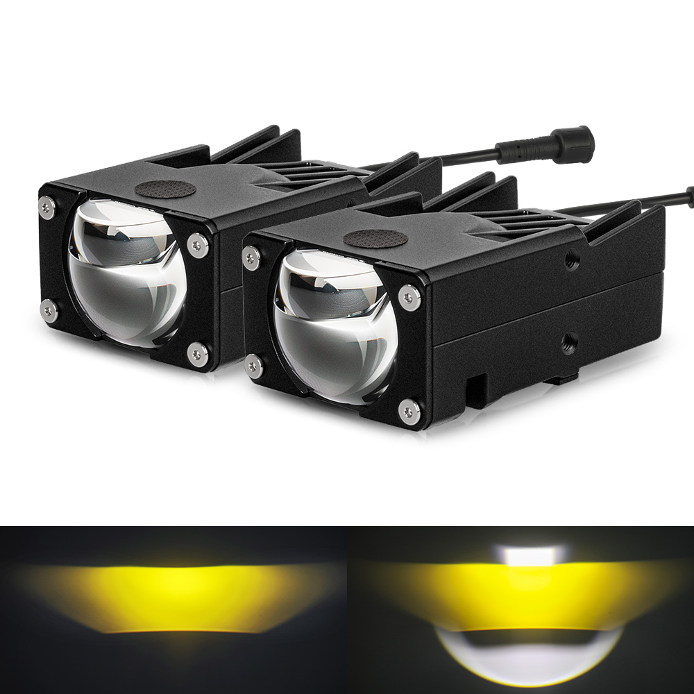 Upgrade Super Bright Dual Color High Low Beam Projector Lens Grill Lights -JG-993pro