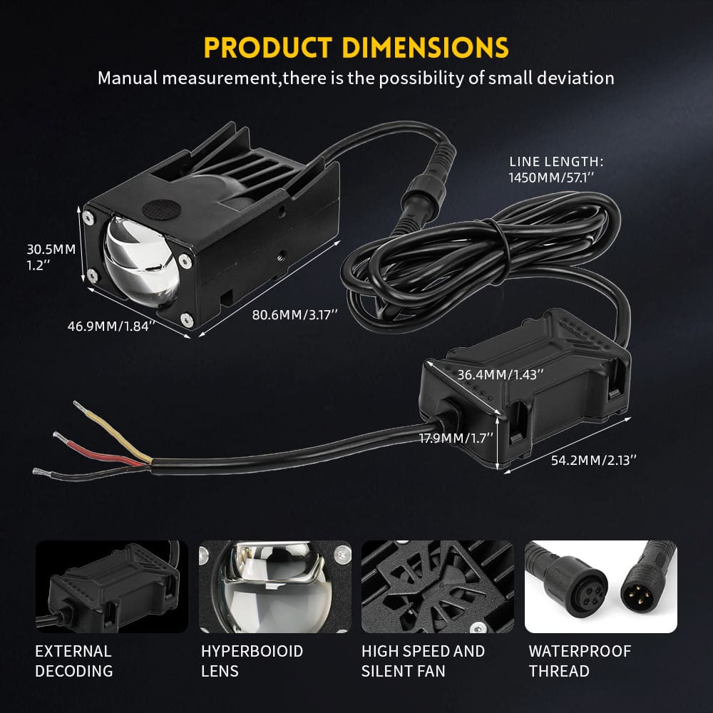 Upgrade Super Bright Dual Color High Low Beam Projector Lens Grill Lights -JG-993pro