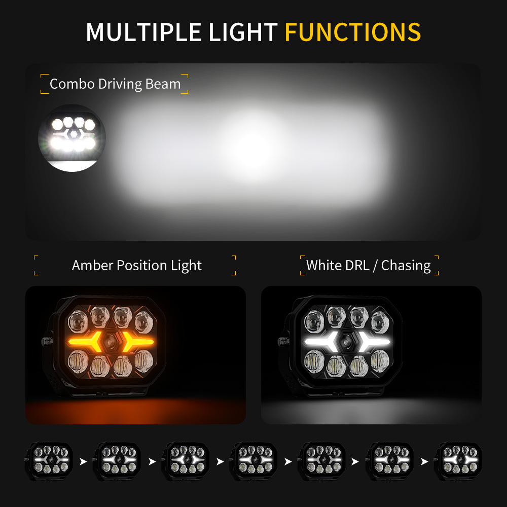 7inch Off Road Driving Lights with Dynamic White DRL-974-D