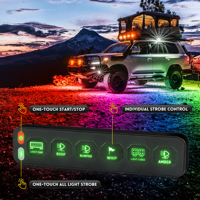 Wholesale 6 Gang Wireless Switch Panel Control with ACC Flash Modes for LED Driving Lights-jg 6 gang
