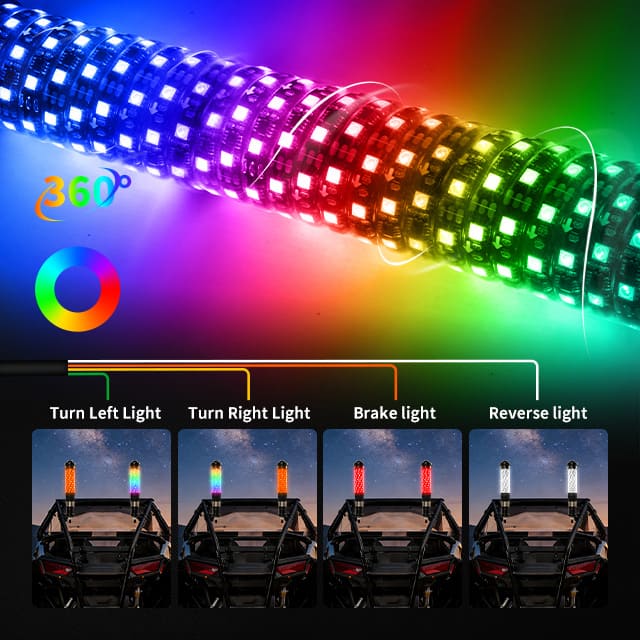 2 in 1 Fatty RGB Laser Whip Lights for UTV