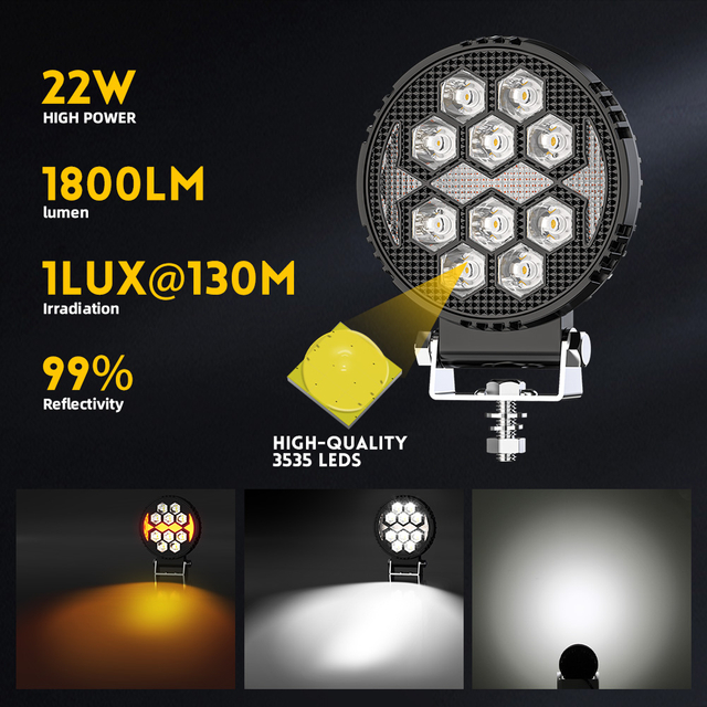 4 inch Round Led Work Light With Amber DRL for Truck-930D-12